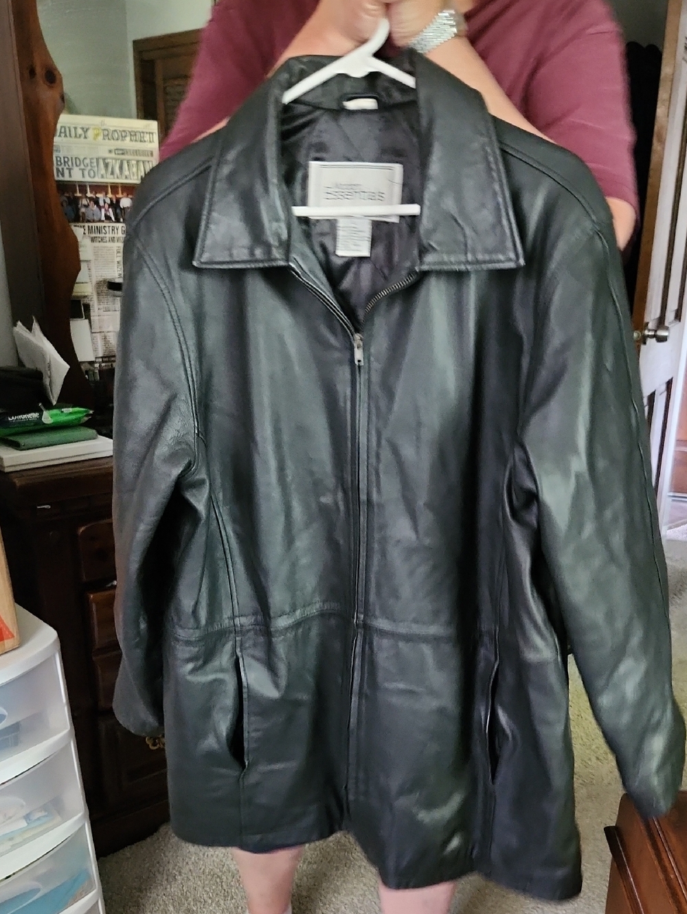 Wilsons Leather Men's Black Leather Zip-Front Jacket